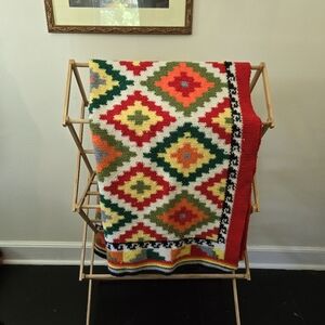 Vintage, handmade crochet afghan.